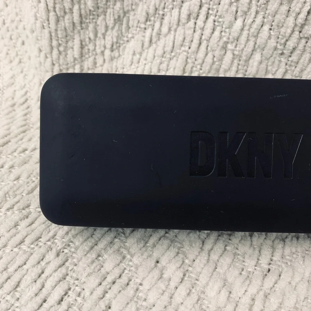 DKNY Eyewear Glasses Case Unisex Black Matte Hard Shell Debossed Logo Minimalist